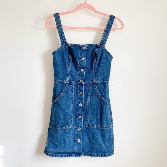 Abercrombie & Fitch Blue Denim Button Front Mini Dress XS - Picture 2 of 9